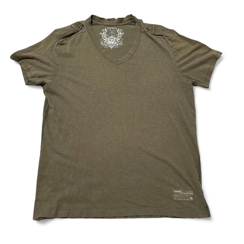 Express Men's Green and Khaki T-shirt